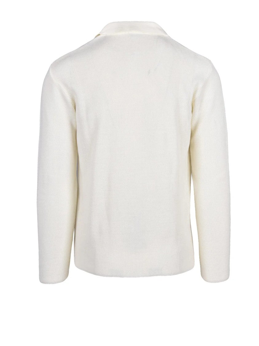 Daniele Alessandrini White Acrylic-Blend Ribbed Cardigan