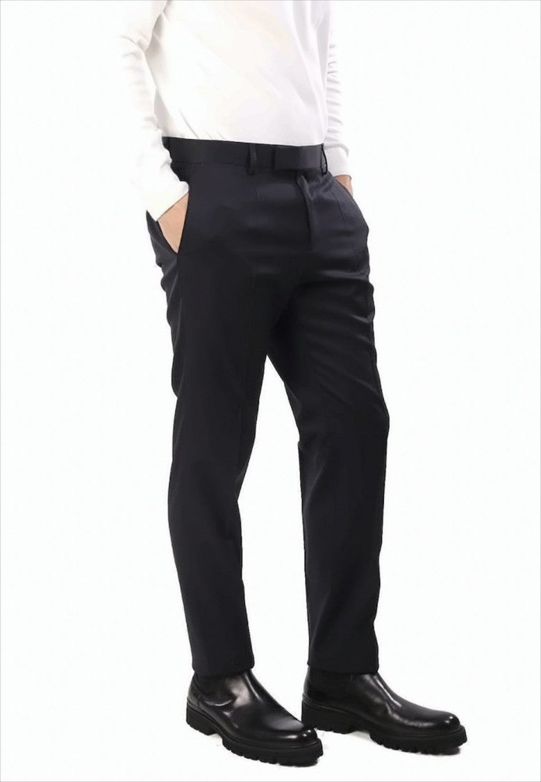 Boss Tailored Black Chinos With Straight Leg And Subtle Logo Detail