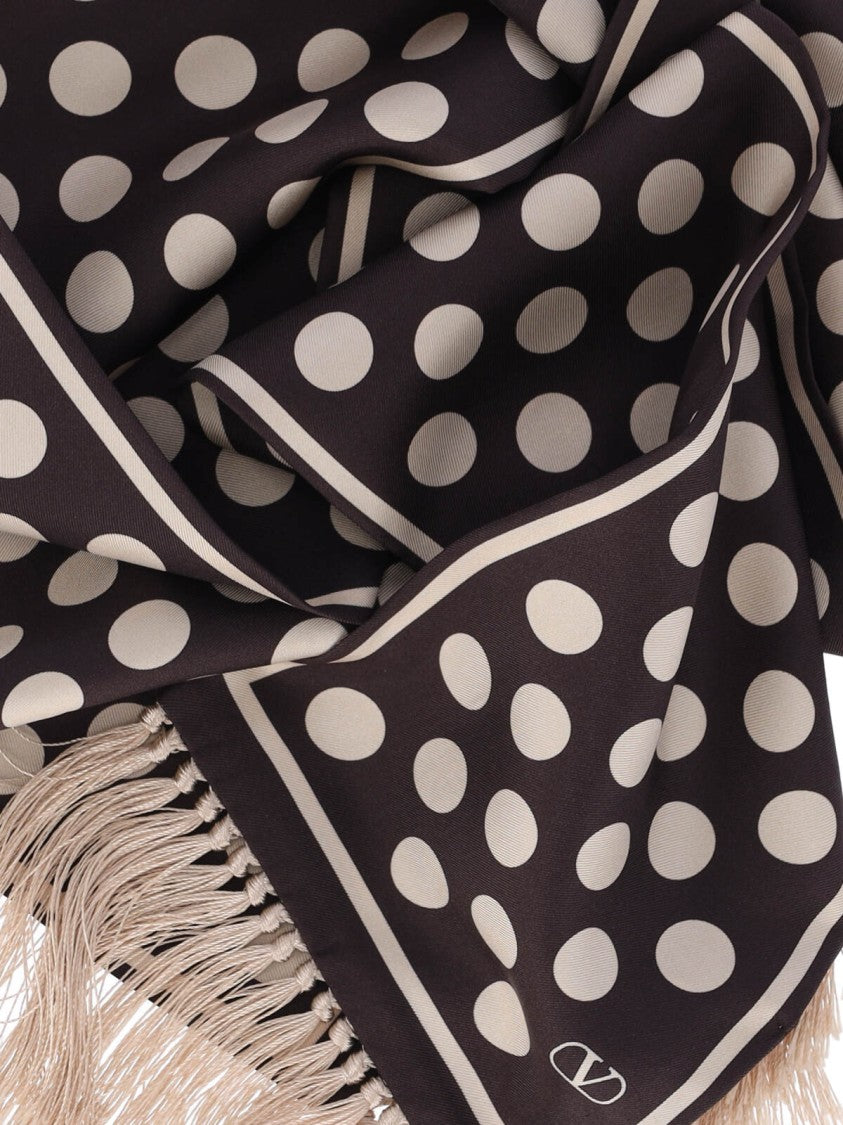 Valentino Garavani "Opticool" Silk Scarf Brown