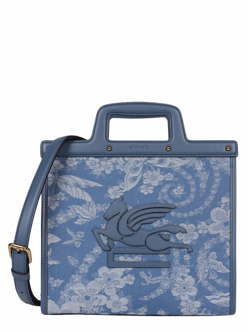 Etro Medium Floral Jacquard Denim Shopping Bag