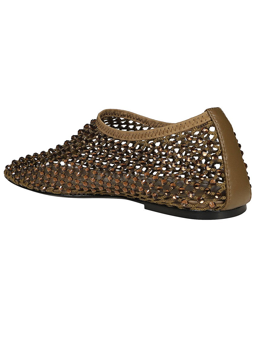 Strategia Sparkling Mesh Flats With Swarovski Accents And Leather Sole