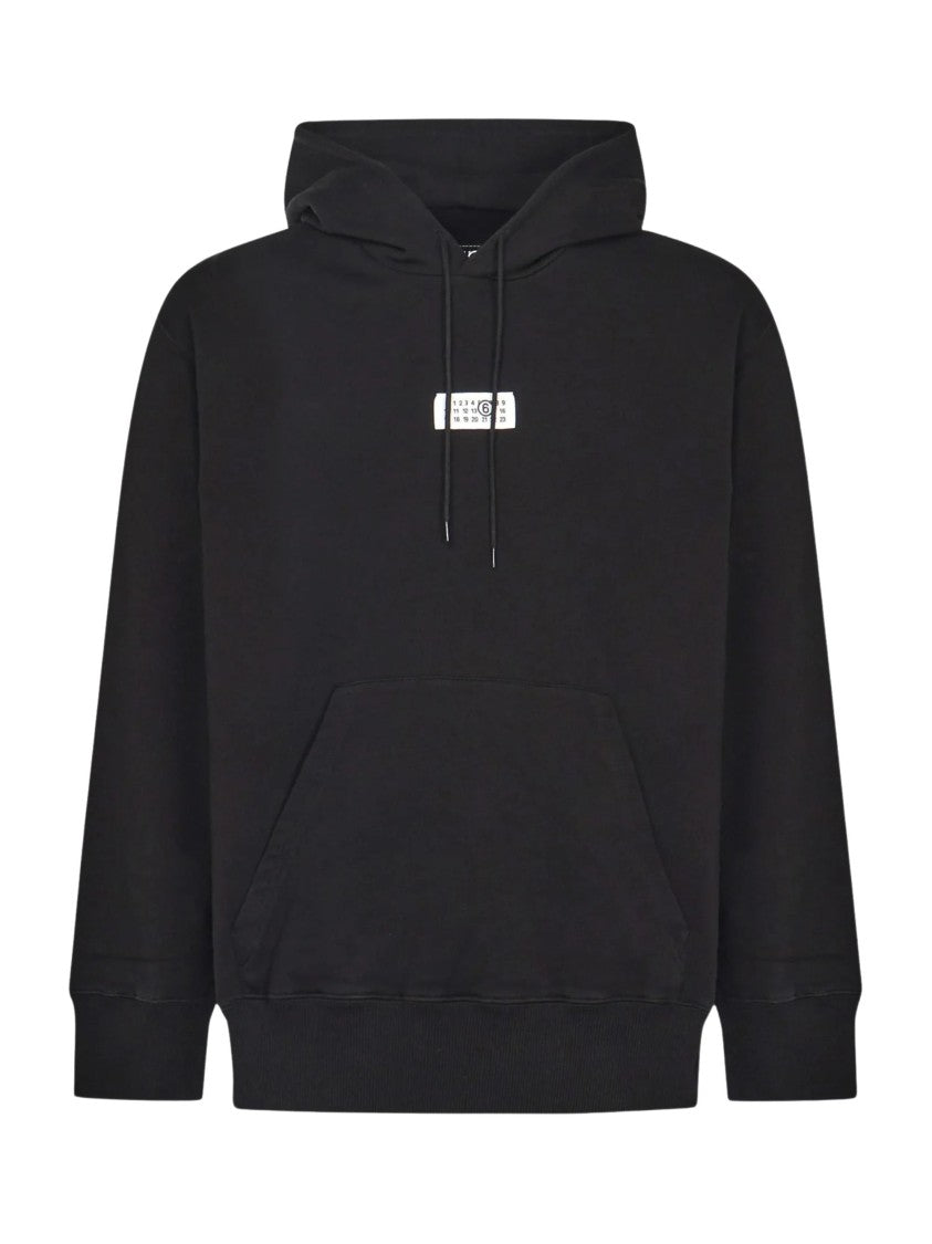 Mm6 By Maison Margiela Black Numerical Logo Patch Cotton Sweatshirt