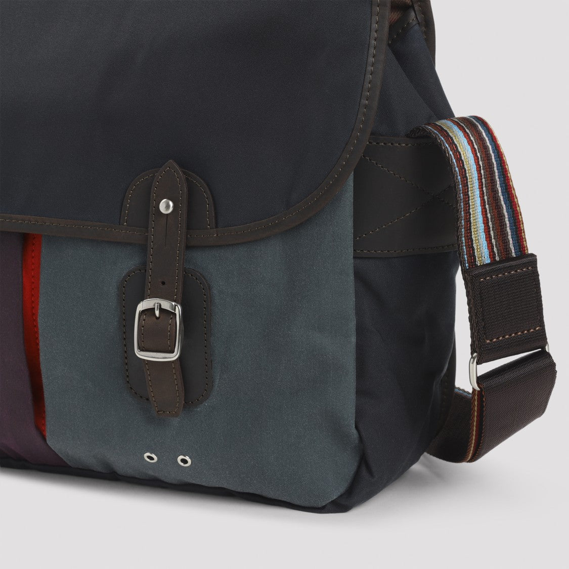 Barbour X Paul Smith Waxed Tarras Blue Cotton Shoulder Bag