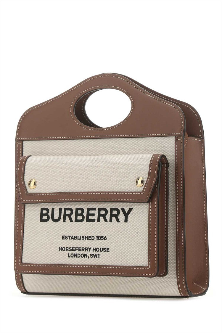 Burberry Two-Tone Canvas And Leather Mini Pocket Handbag