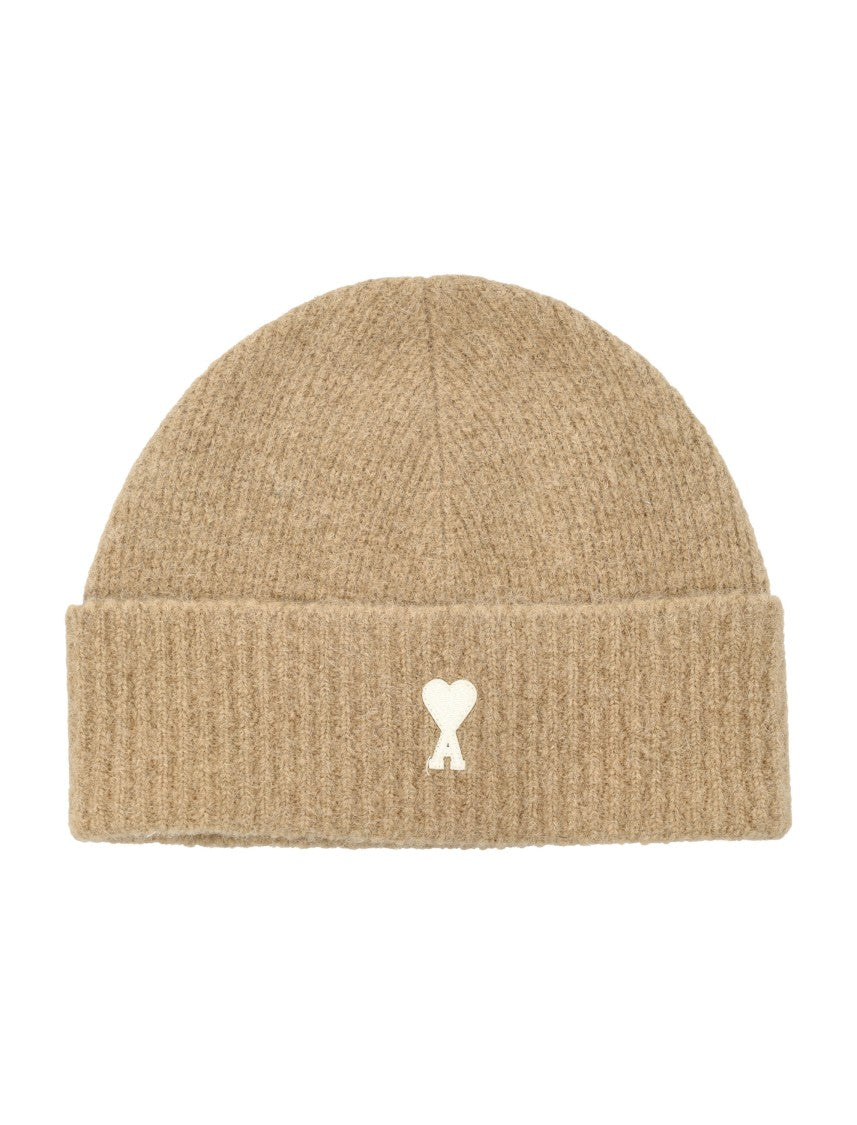 Ami Paris Ribbed Knit Alpaca Beanie