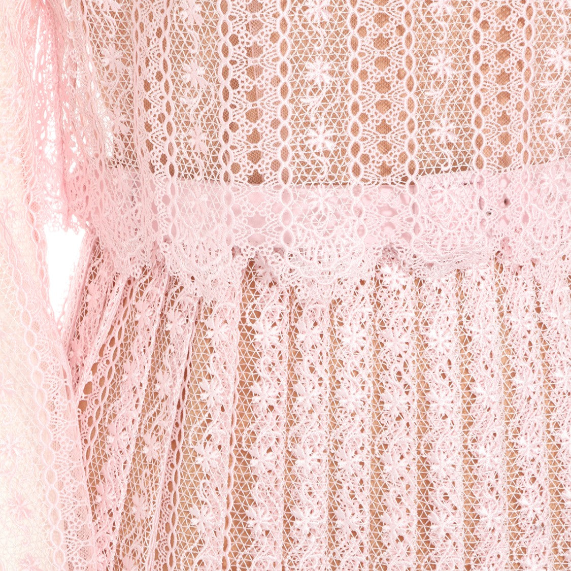 Self-Portrait Pink Sheer Belted Maxi Dress