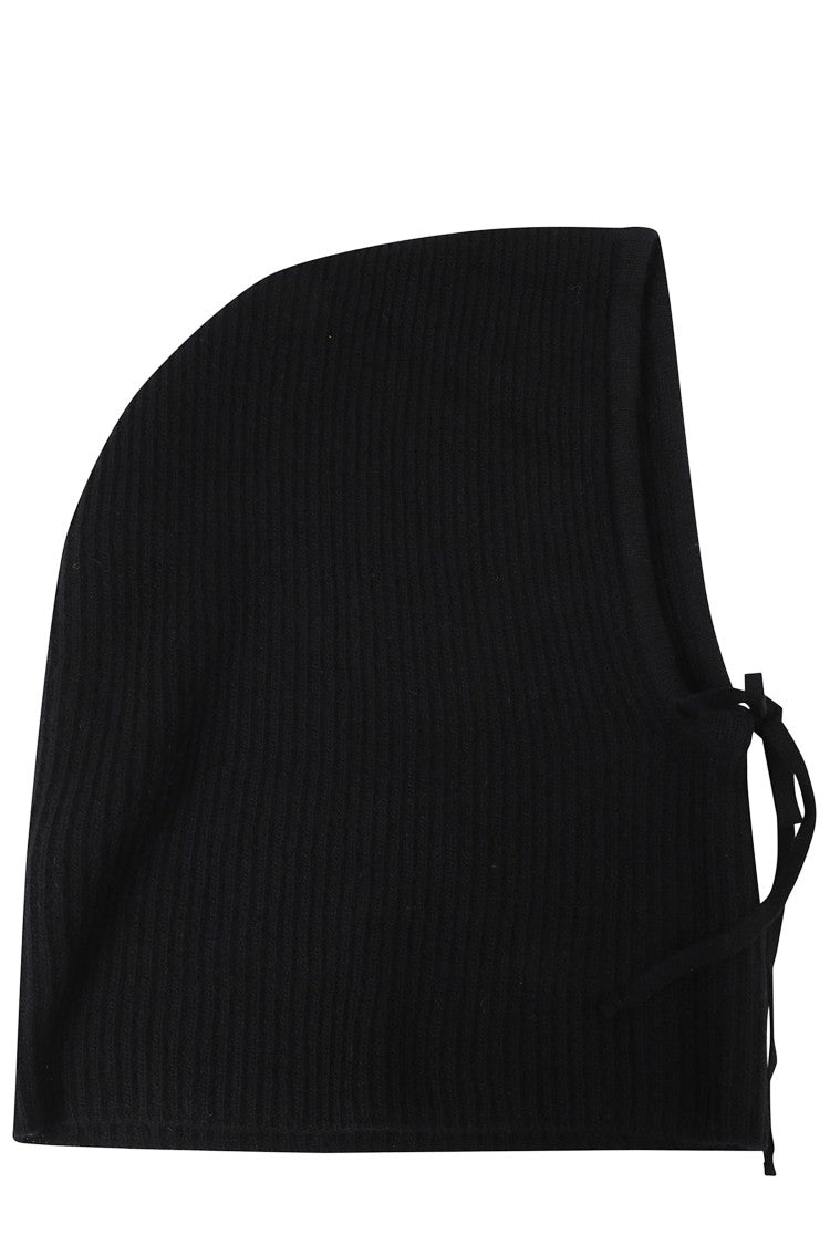 Federica Tosi Black Adjustable Drawstring Wool-Blend Balaclava