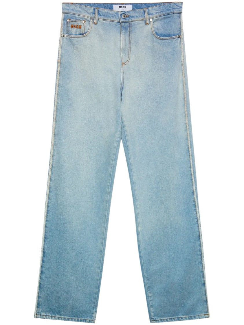 Msgm Light Blue Relaxed Fit Jeans With Classic Five-Pocket Design