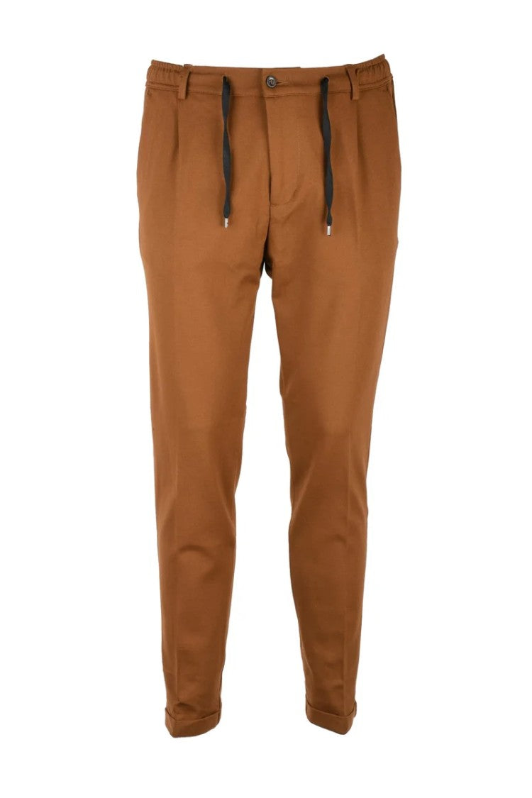Anto Napoli Anto Napoli Brown Cotton Viscose Stretch Trousers