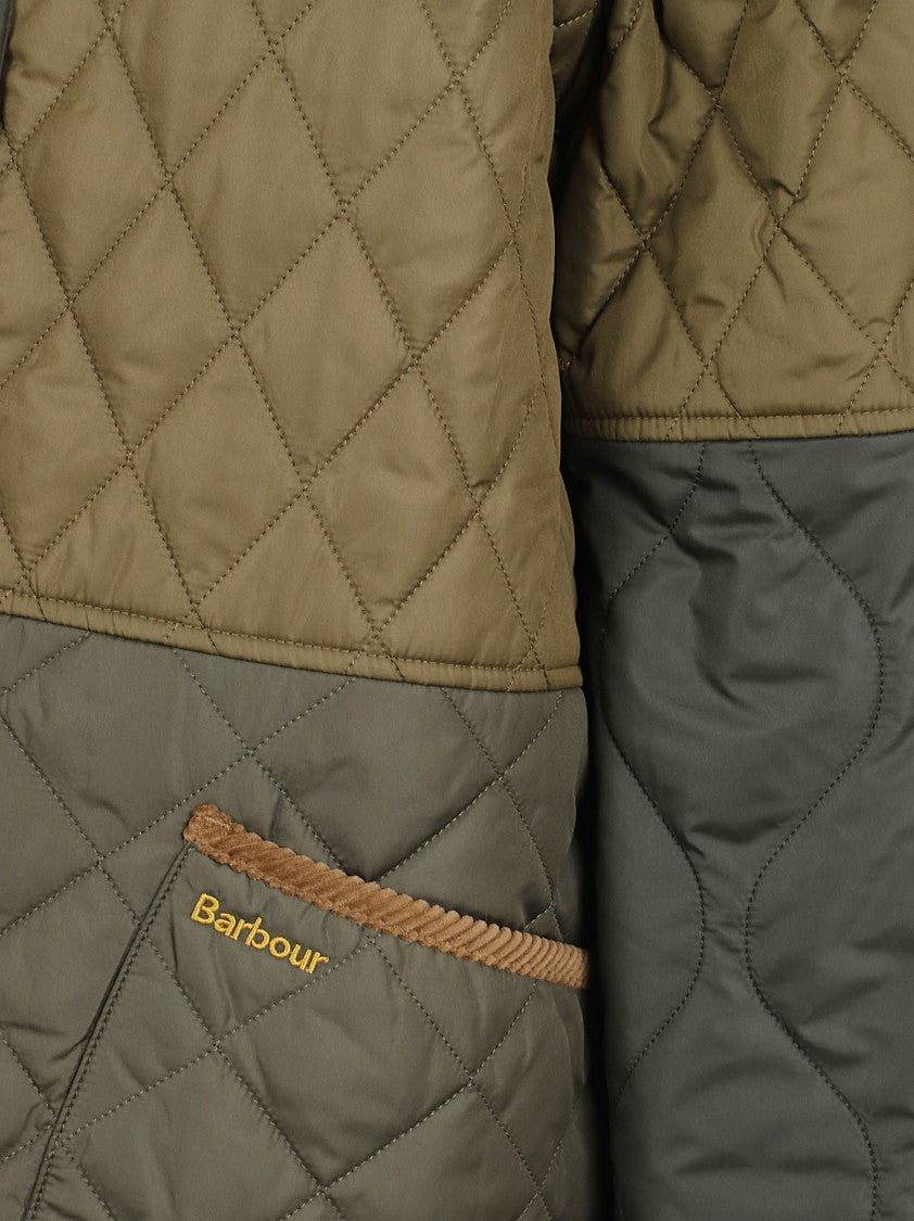 Barbour Olive Green Diamond Quilted Long Coat