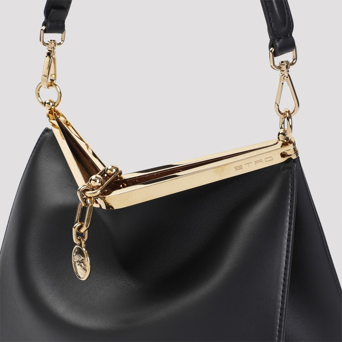 Etro Leather Handbag With Gold Accents And Spacious Design