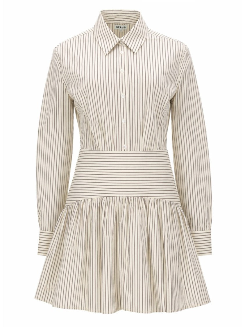 Staud Rocco Fitted Stripes Flared Mini Dress