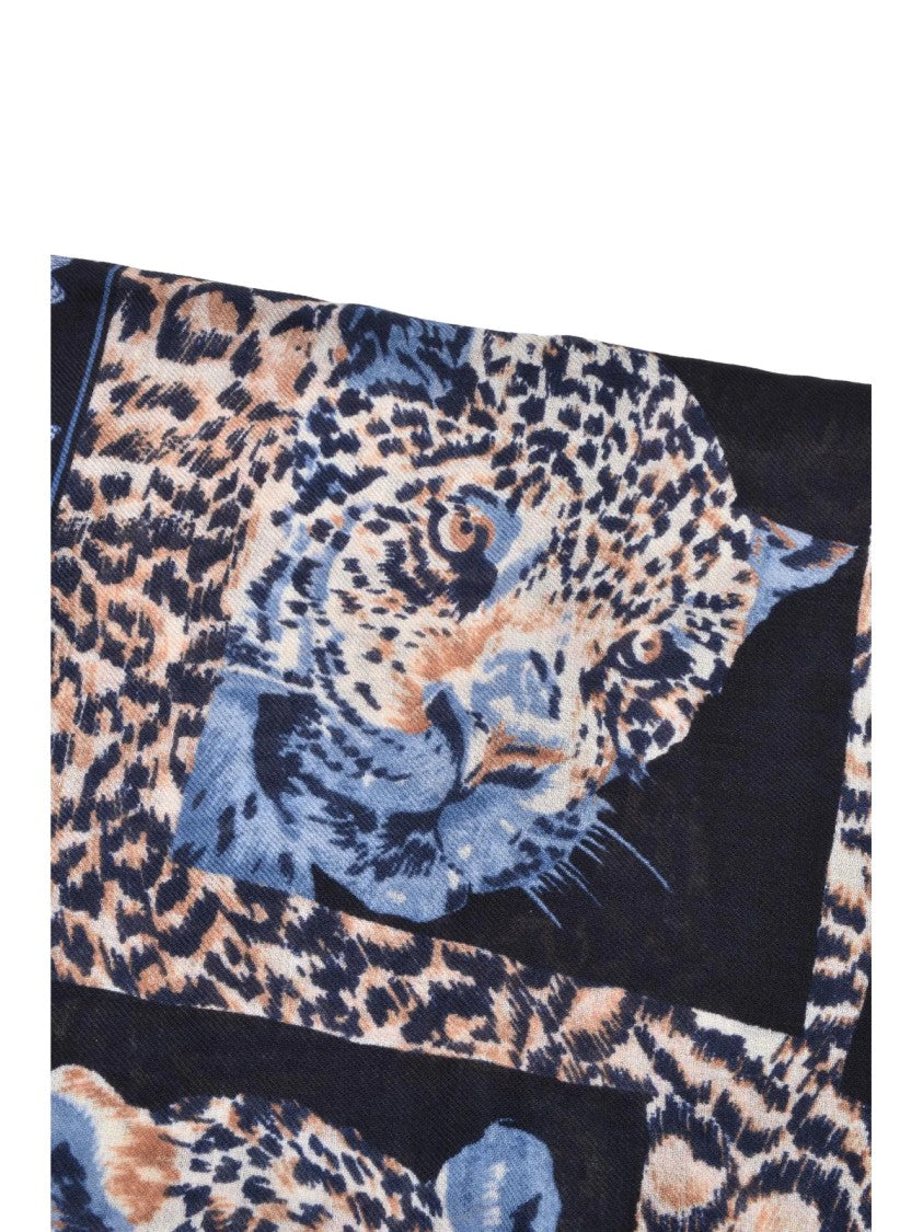 Vivienne Westwood Multicolor Leopard Print Wool Scarf