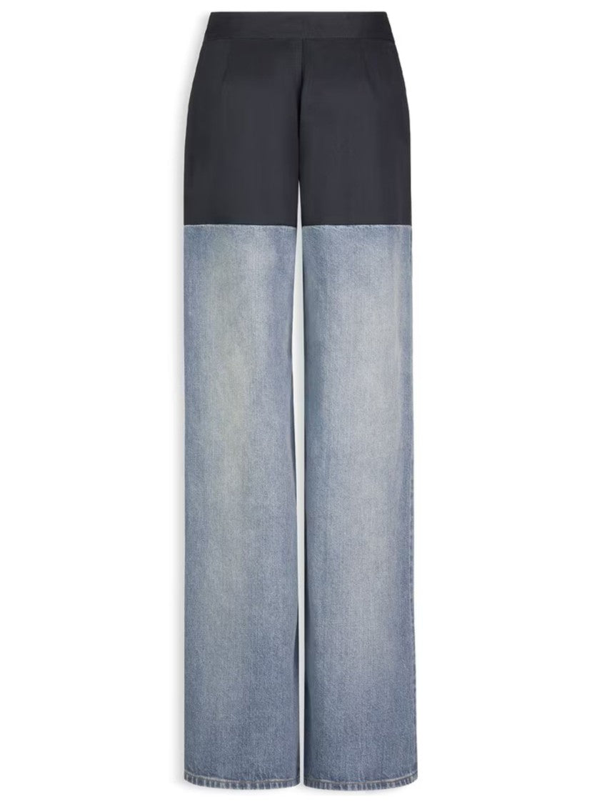 Alaïa Blue Wide-Leg Two-Tone Jeans