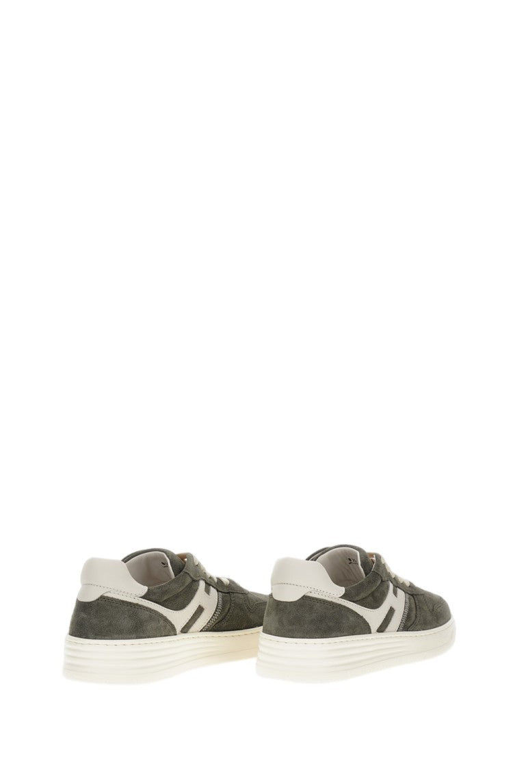 Hogan Low-Top Suede Sneakers With Leather Heel Detail