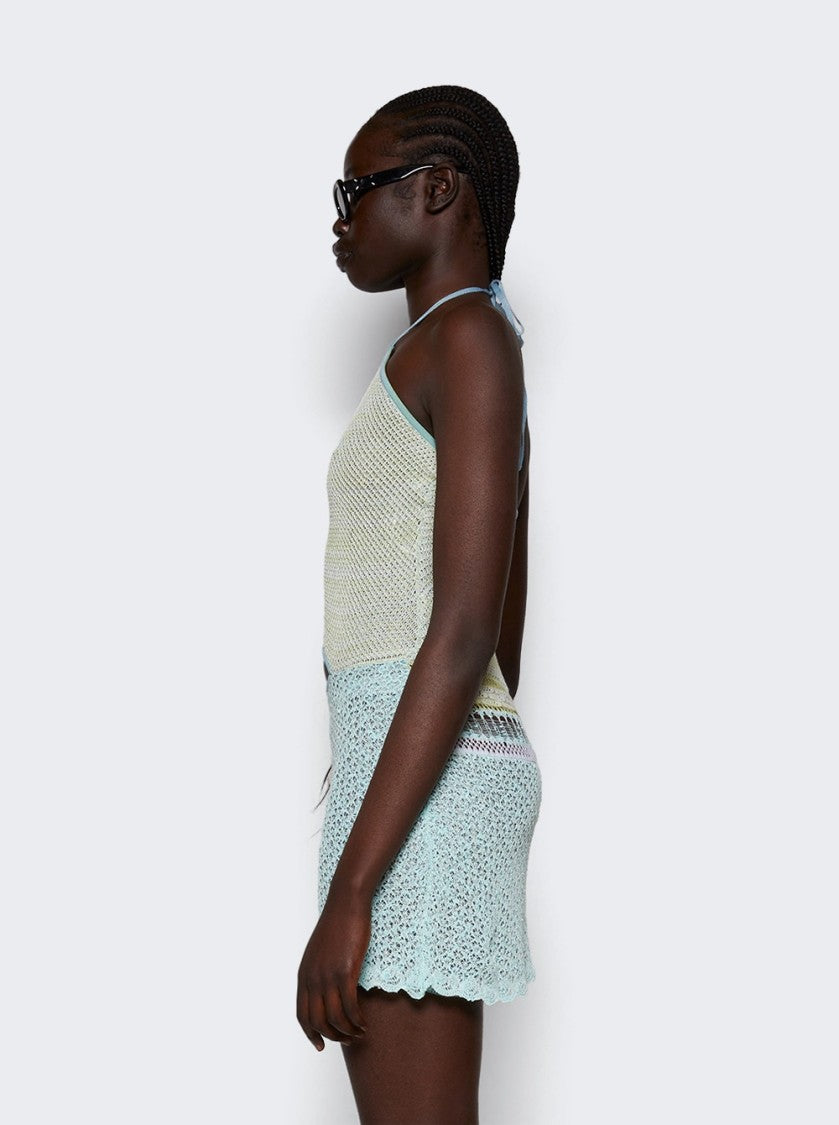 Roberta Einer Jasmine Sheer Knit Mini Dress Teal