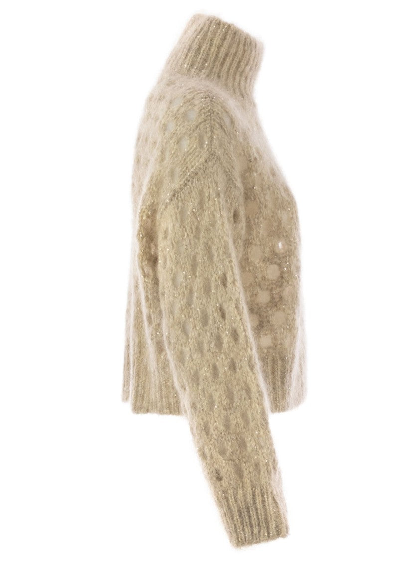 Brunello Cucinelli Dazzling Net Turtleneck Sweater