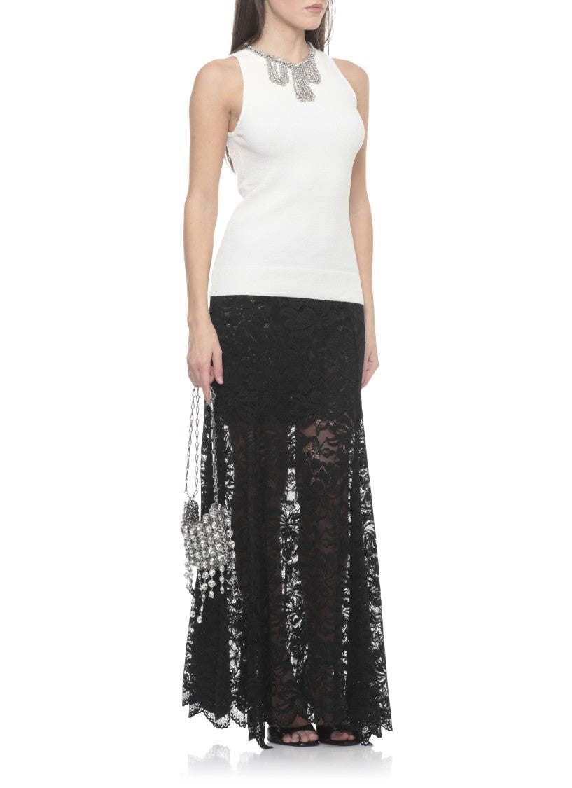 Rabanne Ivory Strass Pendant Viscose Tank Top