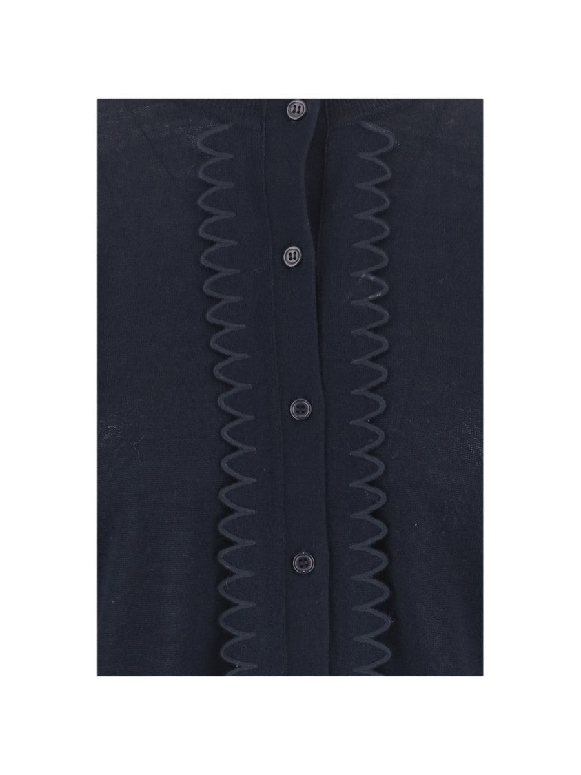 The Garment Navy Merino Wool Lace-Knit Cardigan