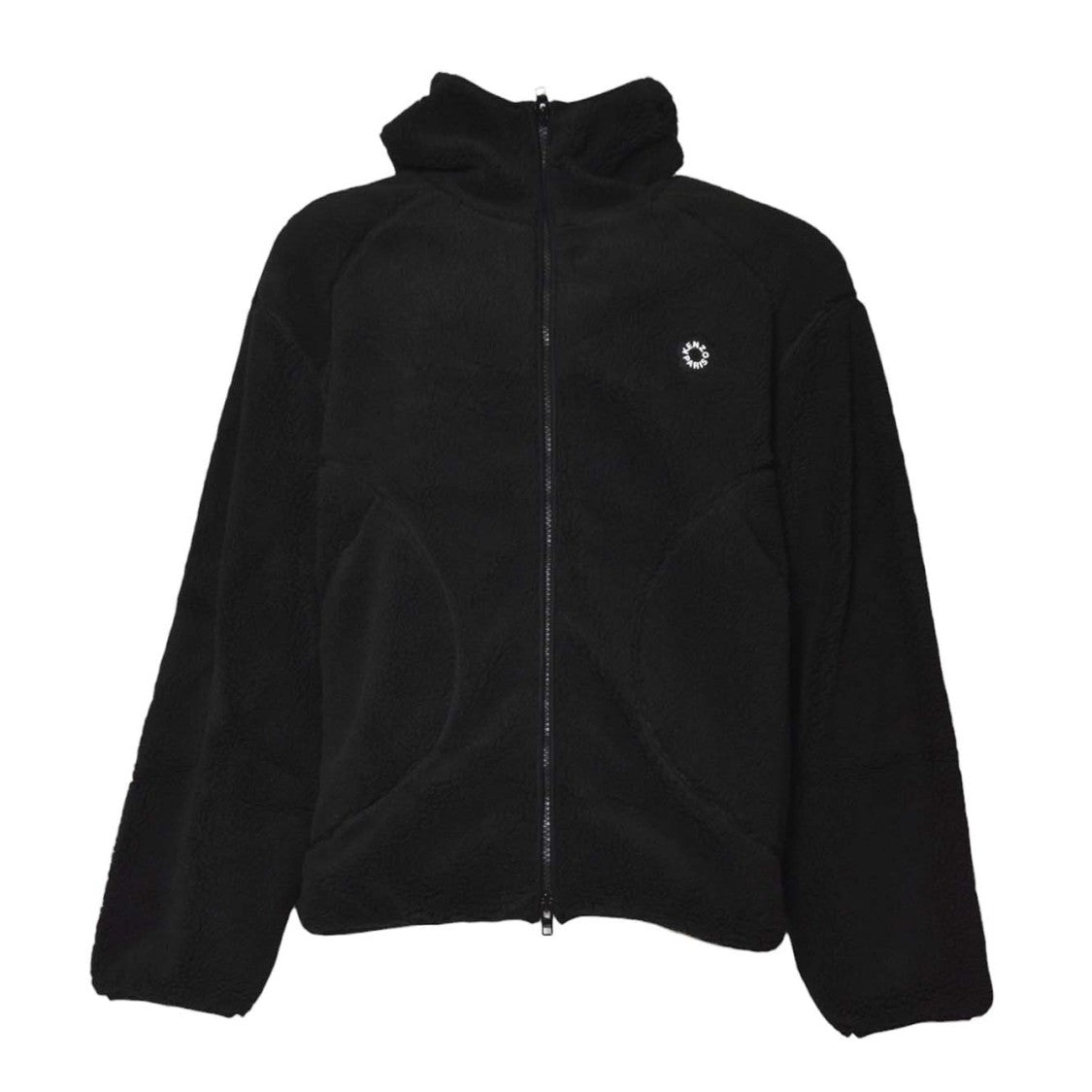 Kenzo Textured Black Blouson With High Collar And Minimalist Embroidery