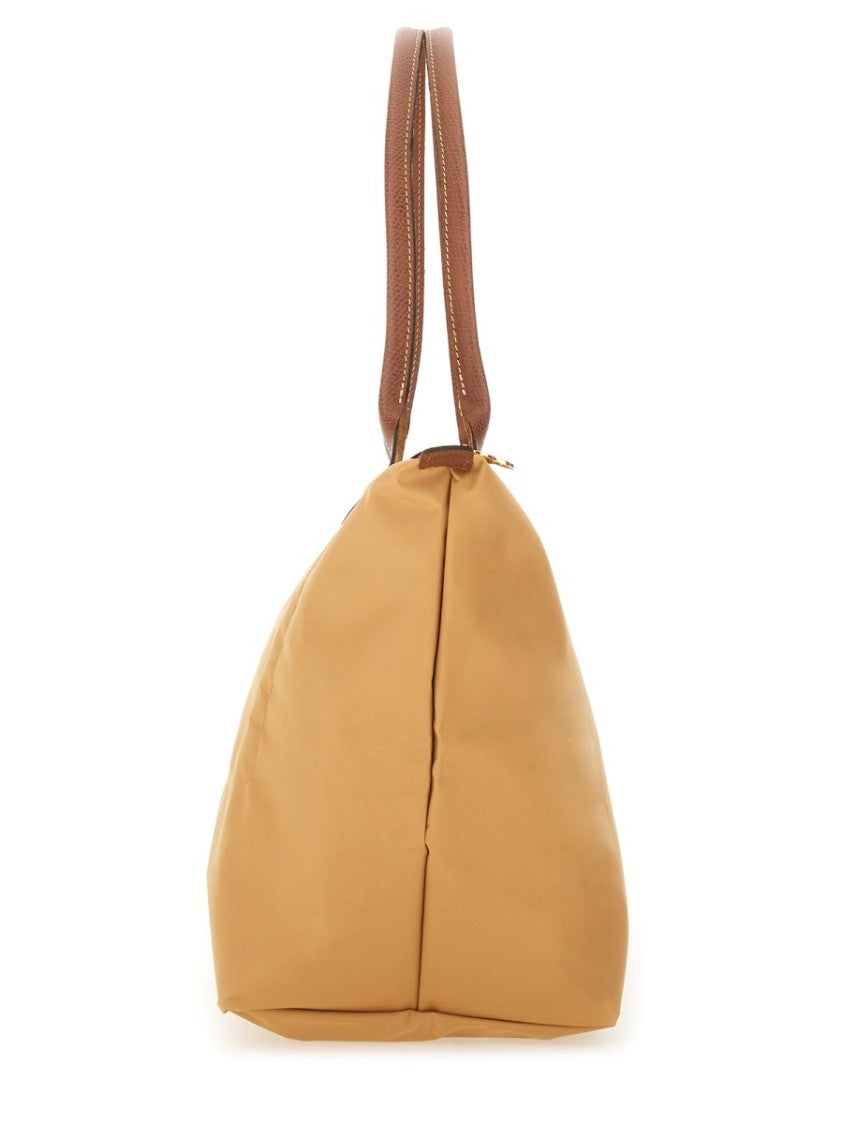 Longchamp Trapezoidal Tote Bag With Zip Closure And Flap Snap