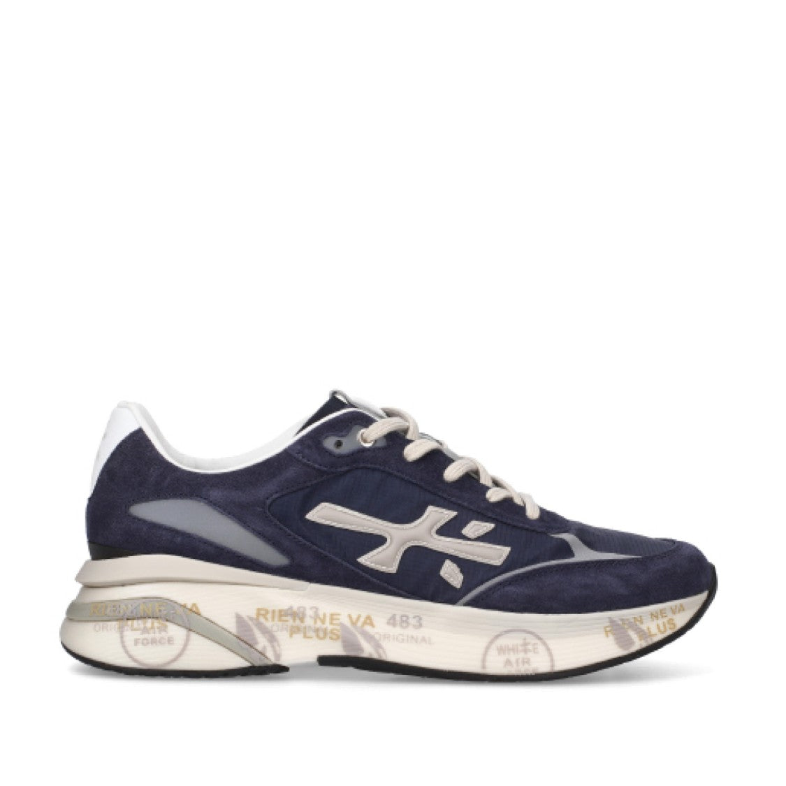 Premiata Blue Moerun Suede And Ripstop Technical Fabric Sneakers