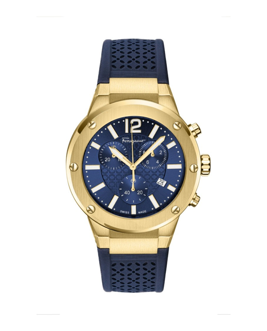 Ferragamo F-80 Chronograph With Black Silicone Strap