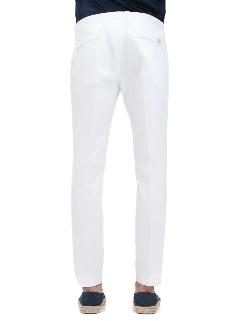 Entre Amis White Stretch Cotton Pants