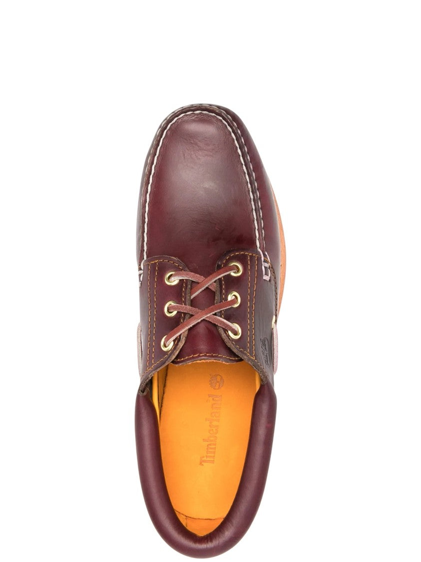 Timberland Burgundy Timberland 3-Eye Lug Leather Boat Shoe