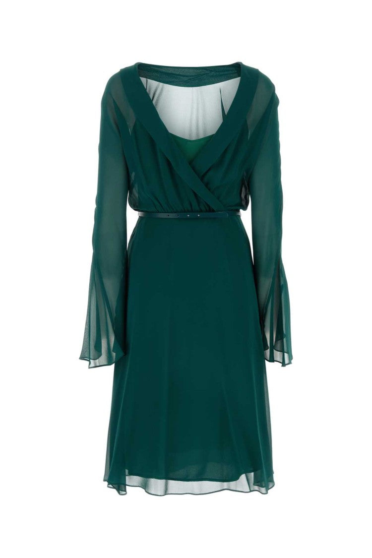 St Elegante Bottle Green Silk Africa Dress