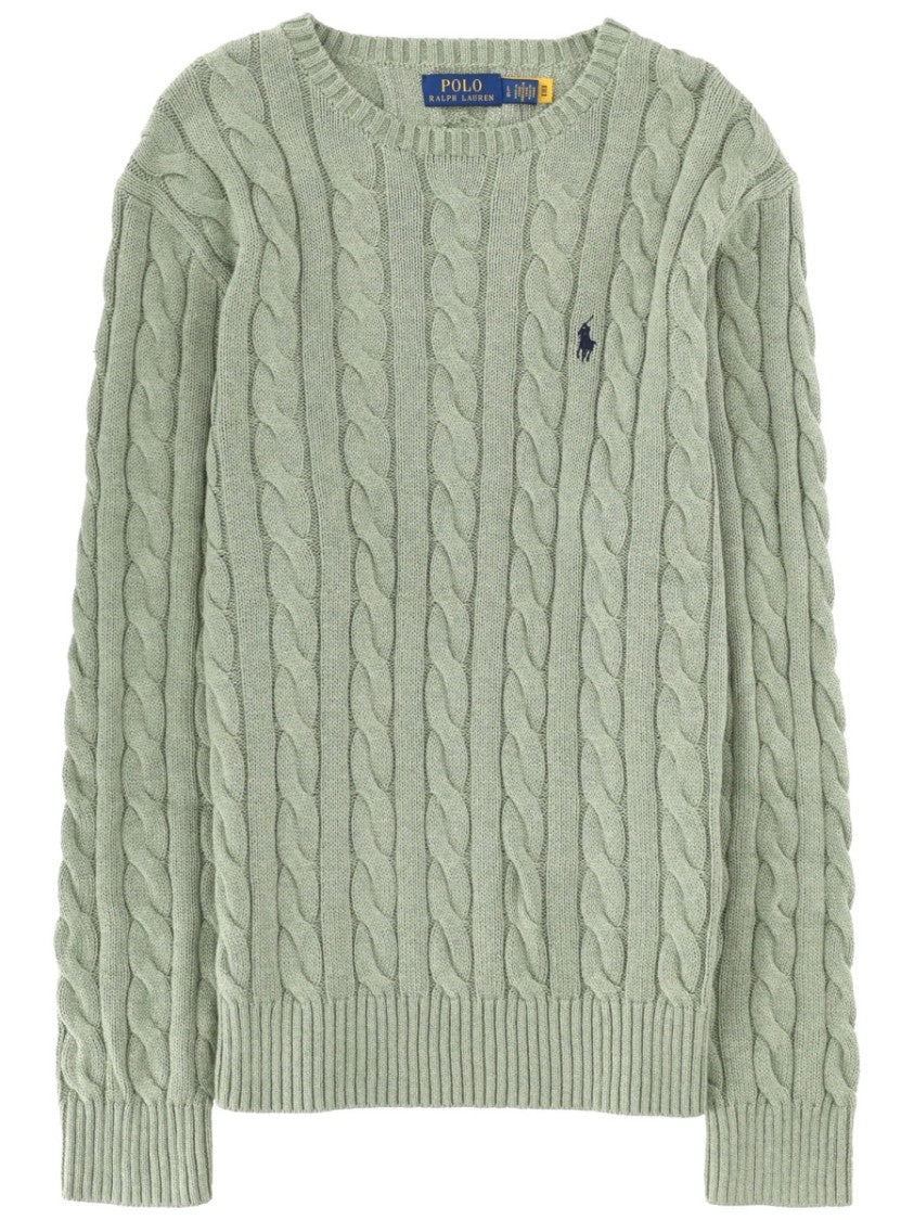 Polo Ralph Lauren White Textured Cable Knit Cotton Sweater