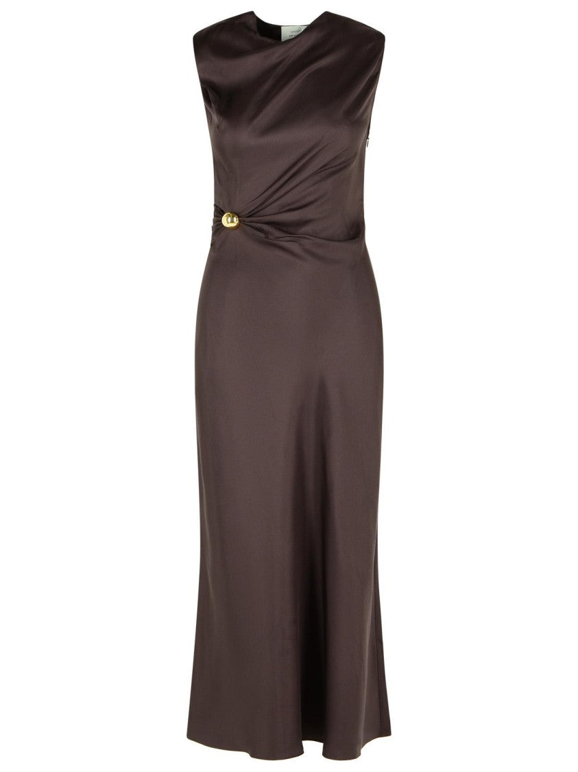 Loulou Studio Draped Brown Silk 'Roan' Dress