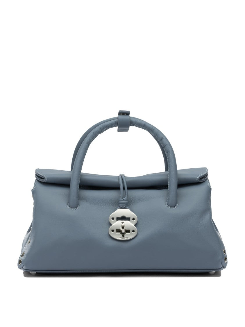 Zanellato Structured Blue Leather Handbag With Silver Accents