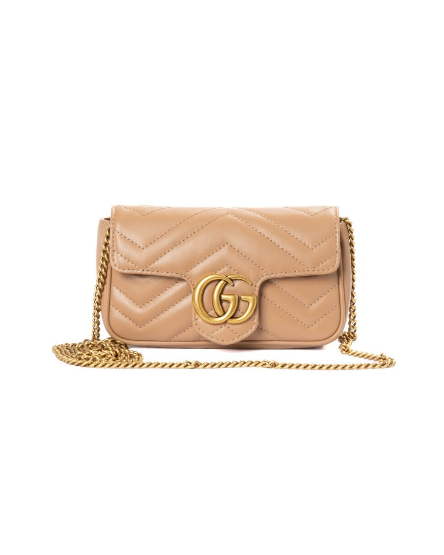 Gucci Mini Shoulder Bag With Quilted Chevron Design And Gold Hardware