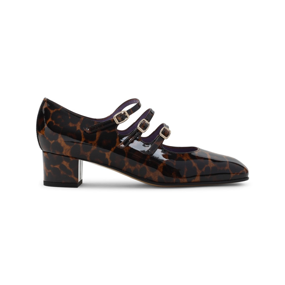 Carel Paris Kina Mary Jane Brown Leopard Patent Leather Pumps
