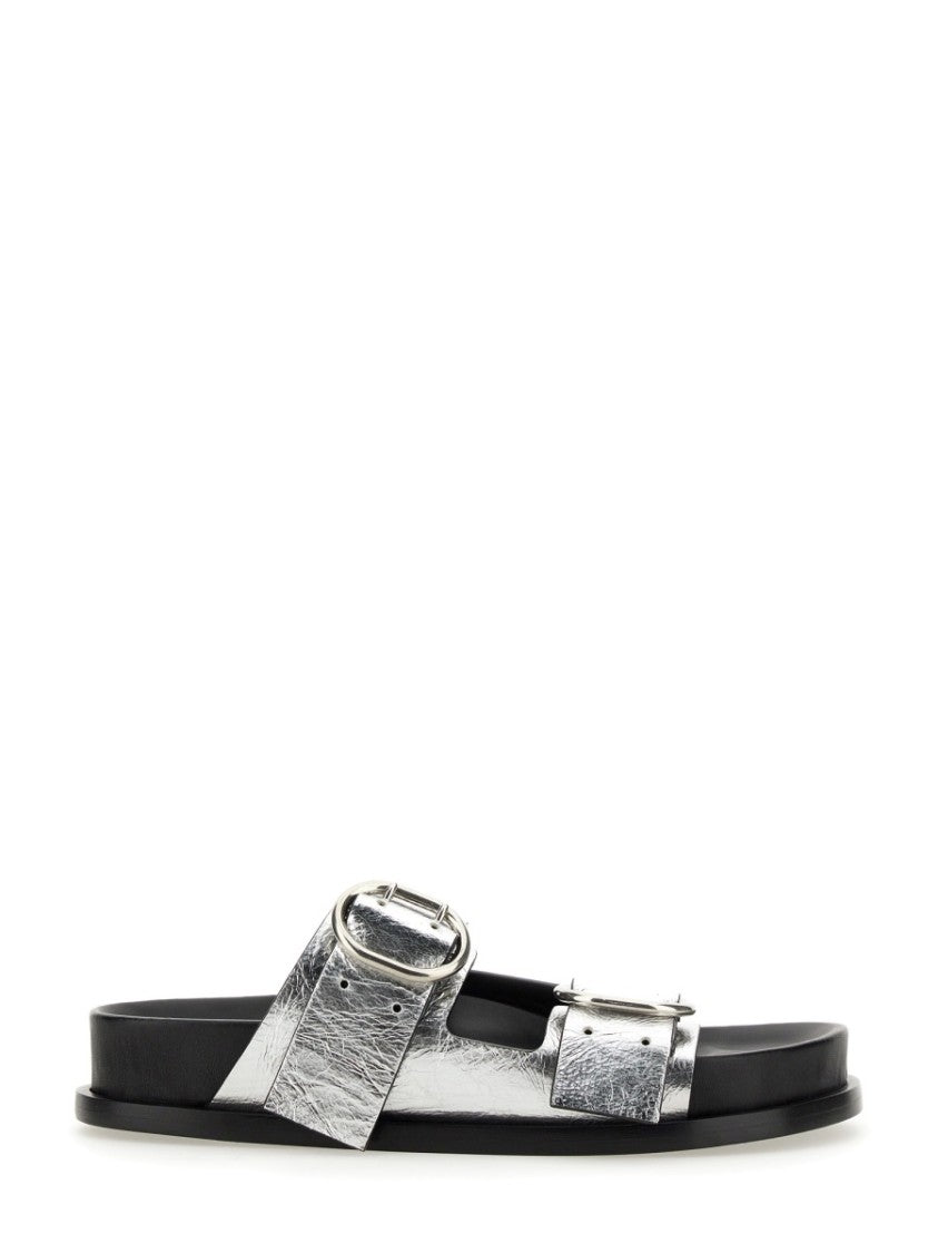 Jil Sander Black Leather Sandals With Buckle Detail