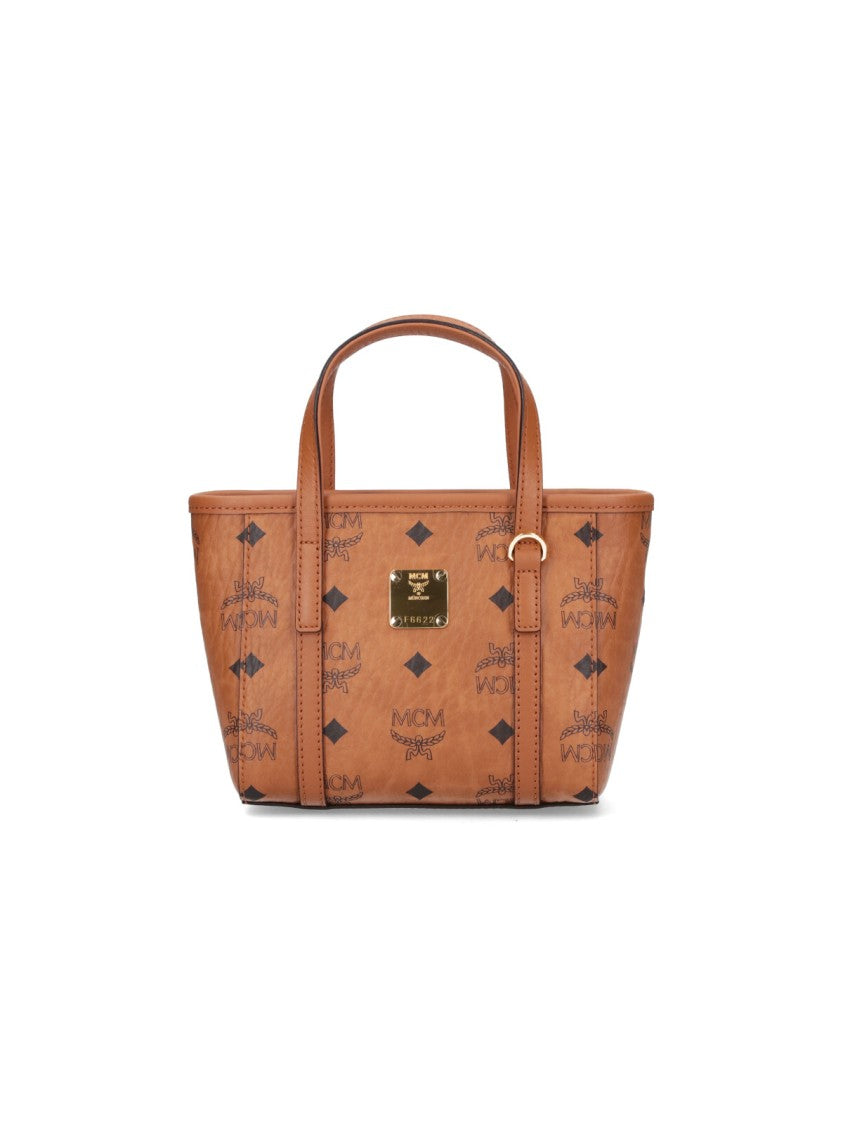Mcm "Toni Top-Zip" Mini Tote Bag, In Brown "Visetos"