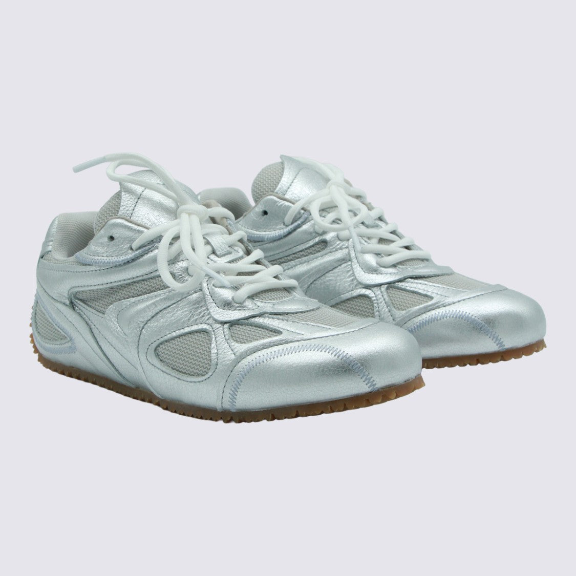 Axel Arigato Metallic Silver Sneakers With Mesh Inserts