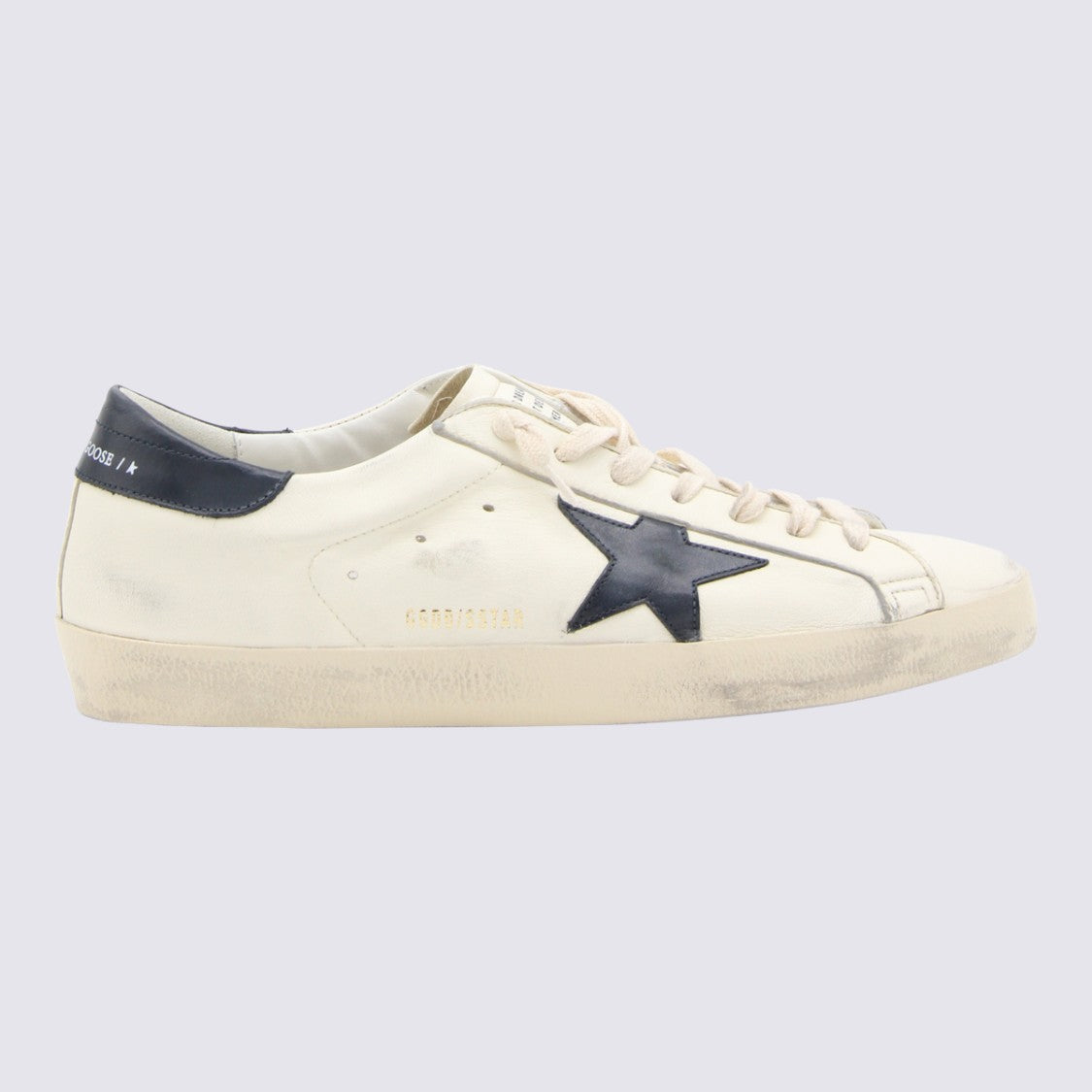 Golden Goose White And Black Leather Sneakers