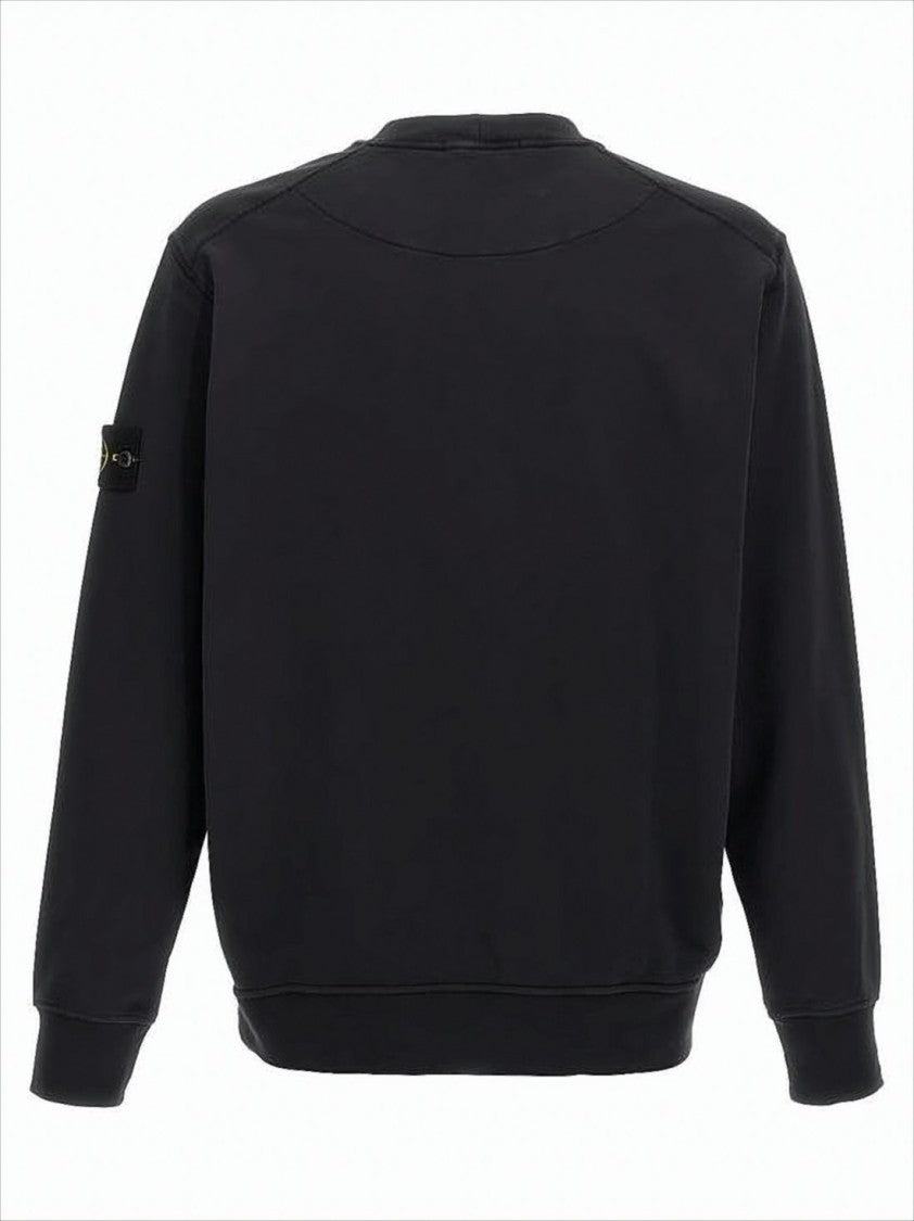 Stone Island Minimalist Black Long-Sleeve Sweatshirt With Patch Logo