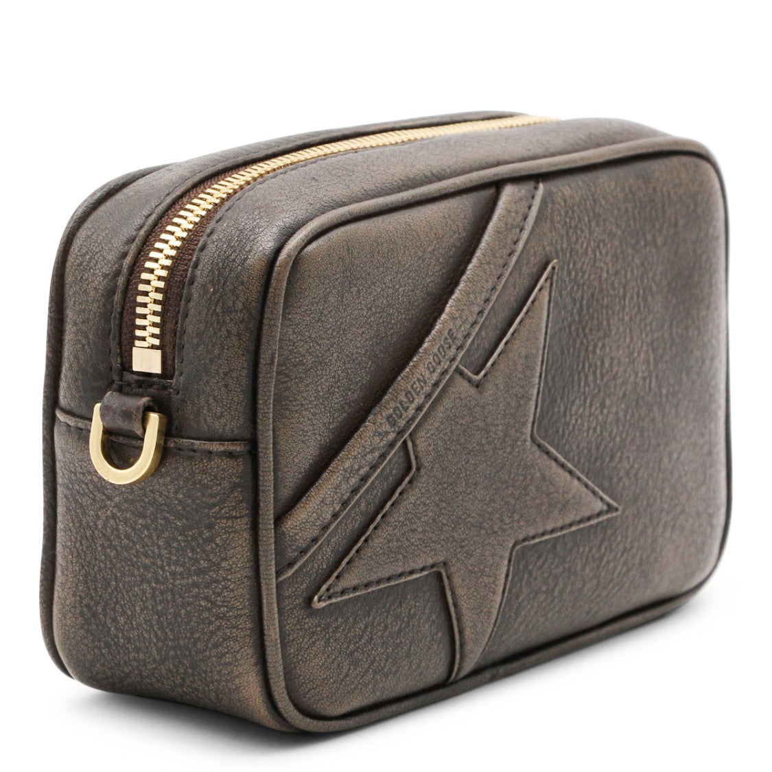 Golden Goose Textured Dark Brown Leather Crossbody Bag