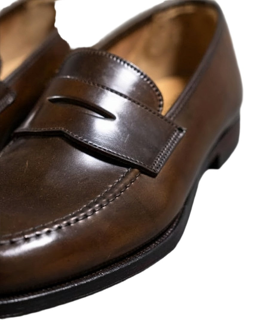 Crockett & Jones Penny Strap Loafers In Polished Horse Leather
