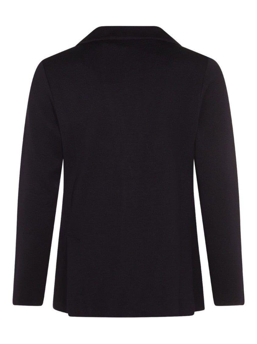 Lardini Structured Dark Blue Wool Jacket With Notched Lapel