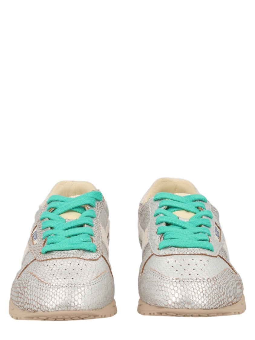Autry Multicolour Textured Metallic Laminated Leather Sneakers
