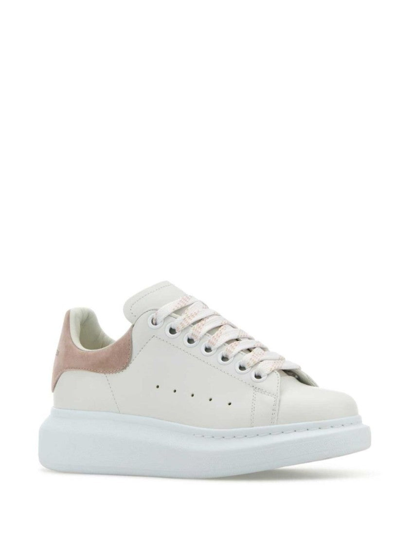Alexander Mcqueen White Sneakers With Contrasting Suede Heel Tab