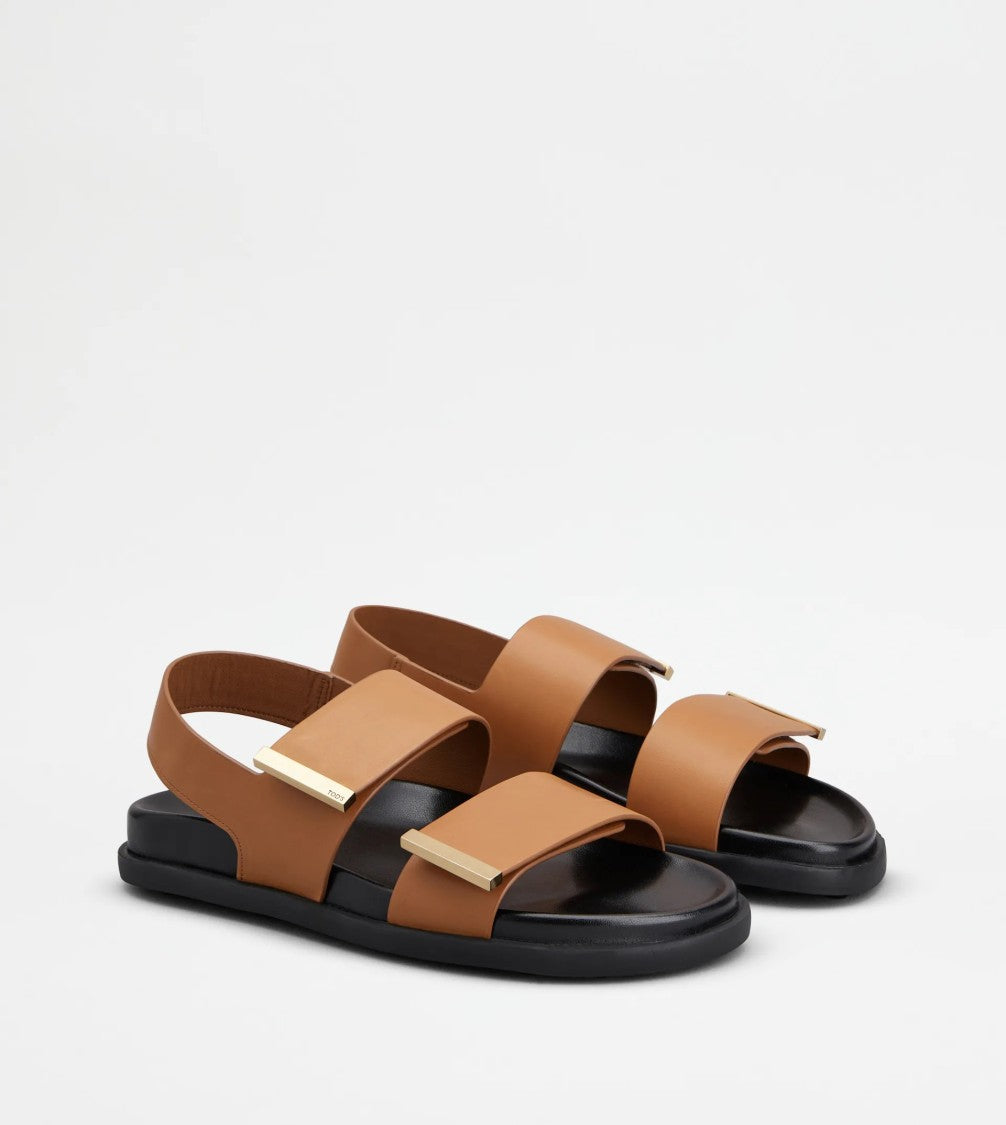 Tod's Leather Cuoio Footbed+Gomma 68K Sandals