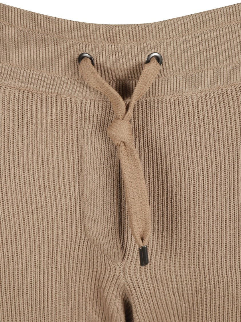 Brunello Cucinelli Cropped Trousers With Ribbed Knit Texture