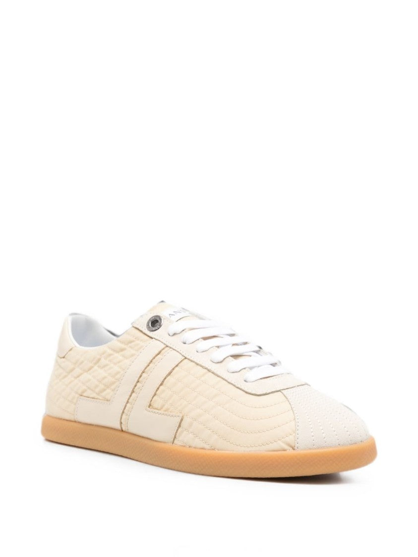 Lanvin Ecru Beige Quilted Sneakers With Logo Detail