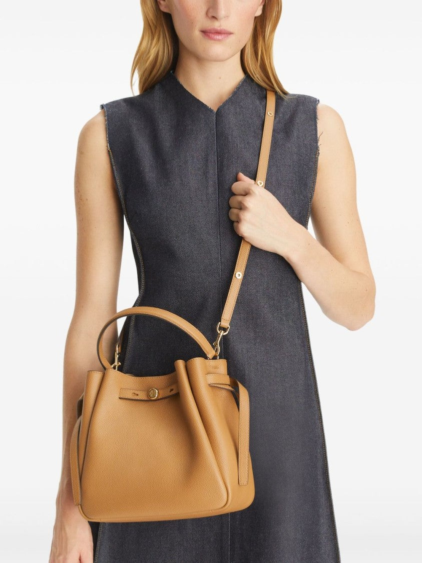 Tory Burch Brown Romy Grained Leather Bucket Bag