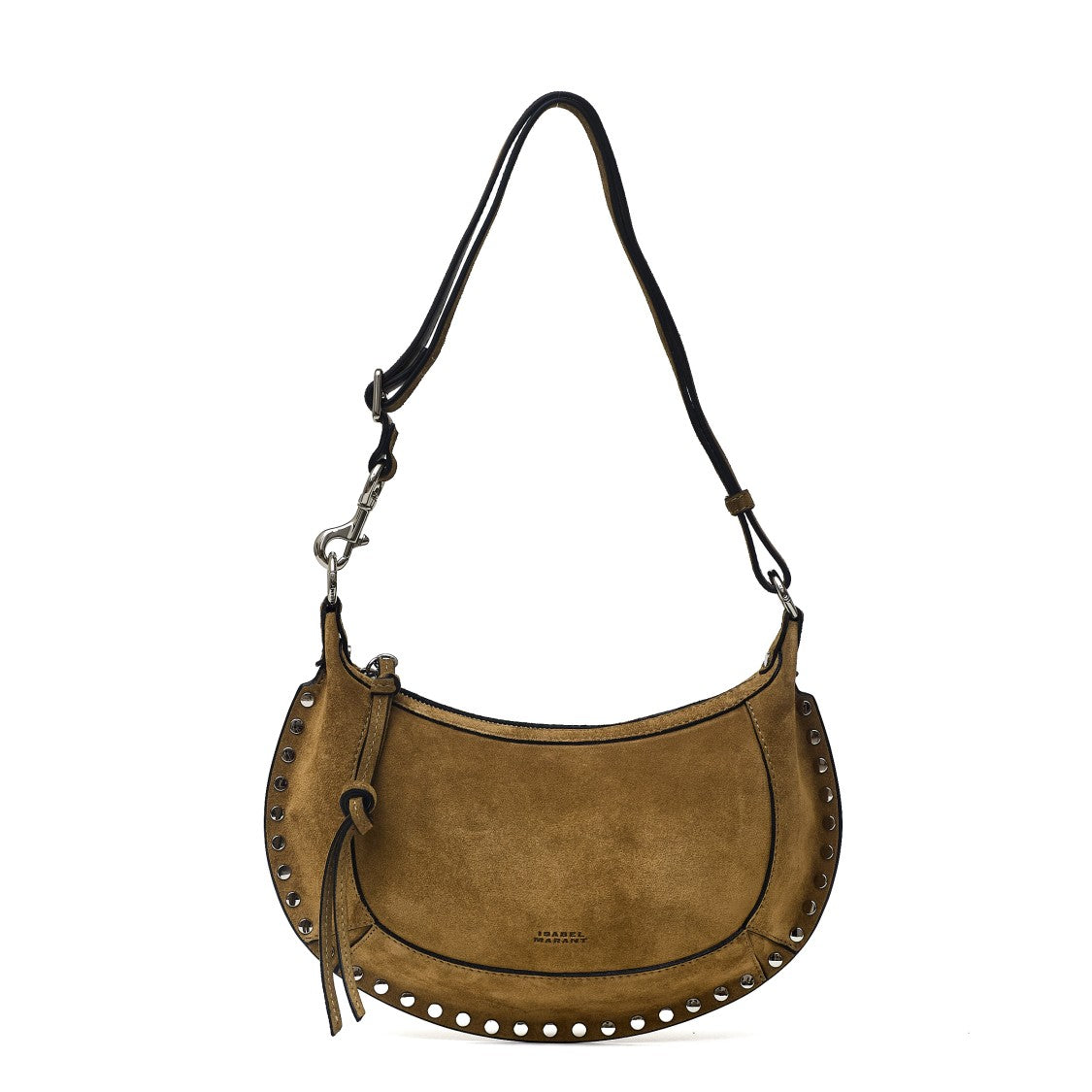 Isabel Marant Crescent-Shaped Suede Leather Shoulder Bag With Studded Edges